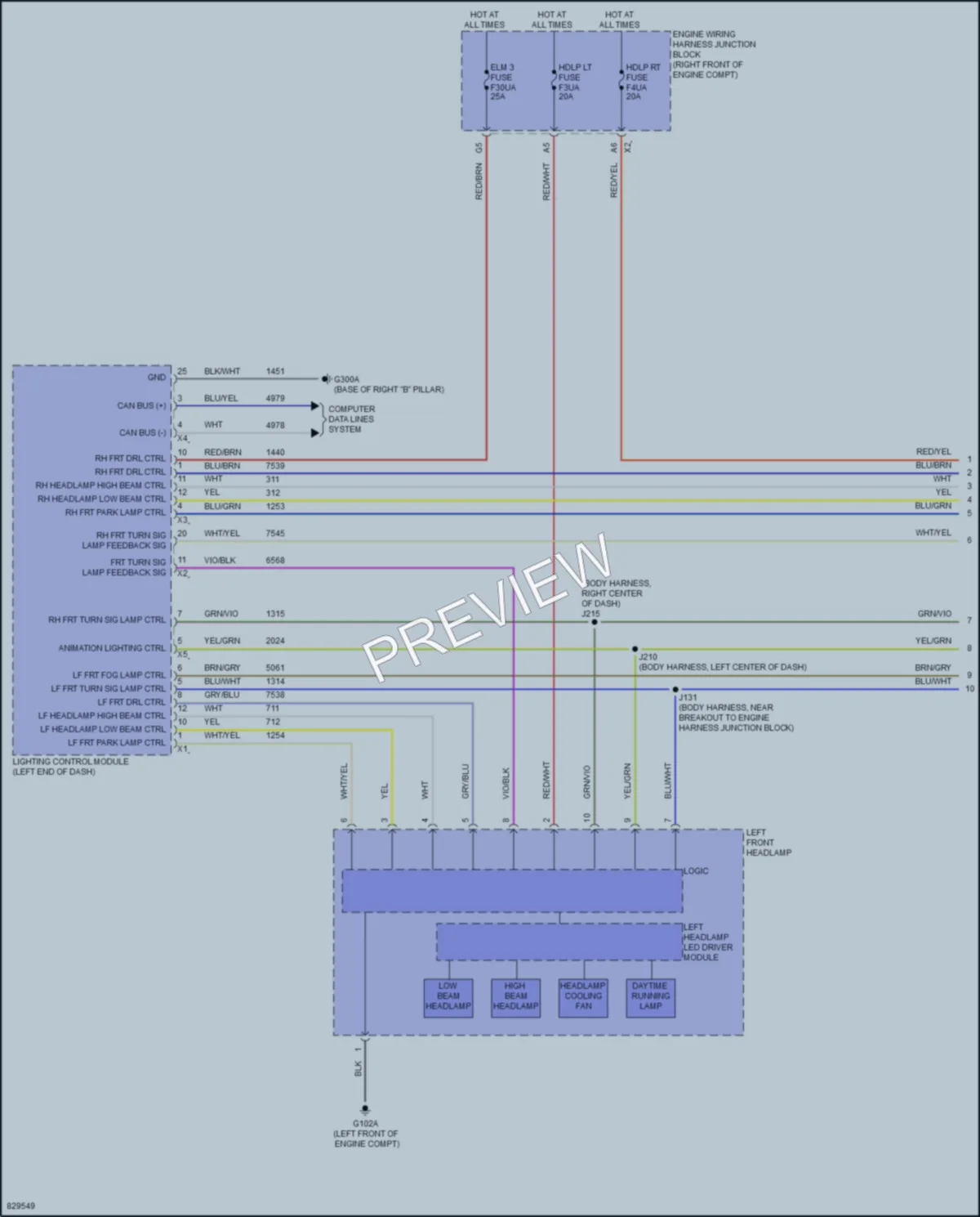 2024 GMC 1500SierraDenali Headlights wiring diagram preview