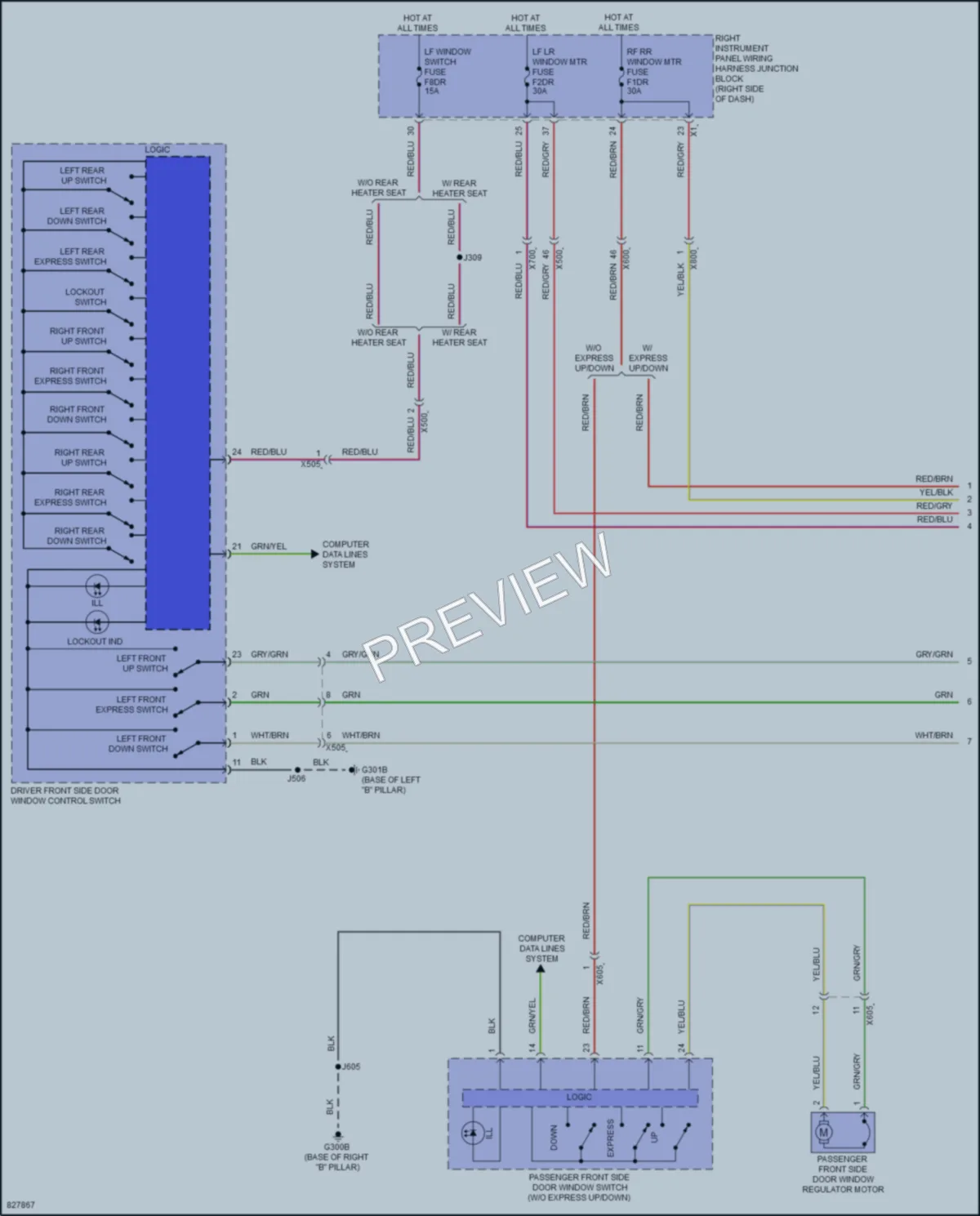 2024 GMC 1500SierraDenali Power Windows wiring diagram preview