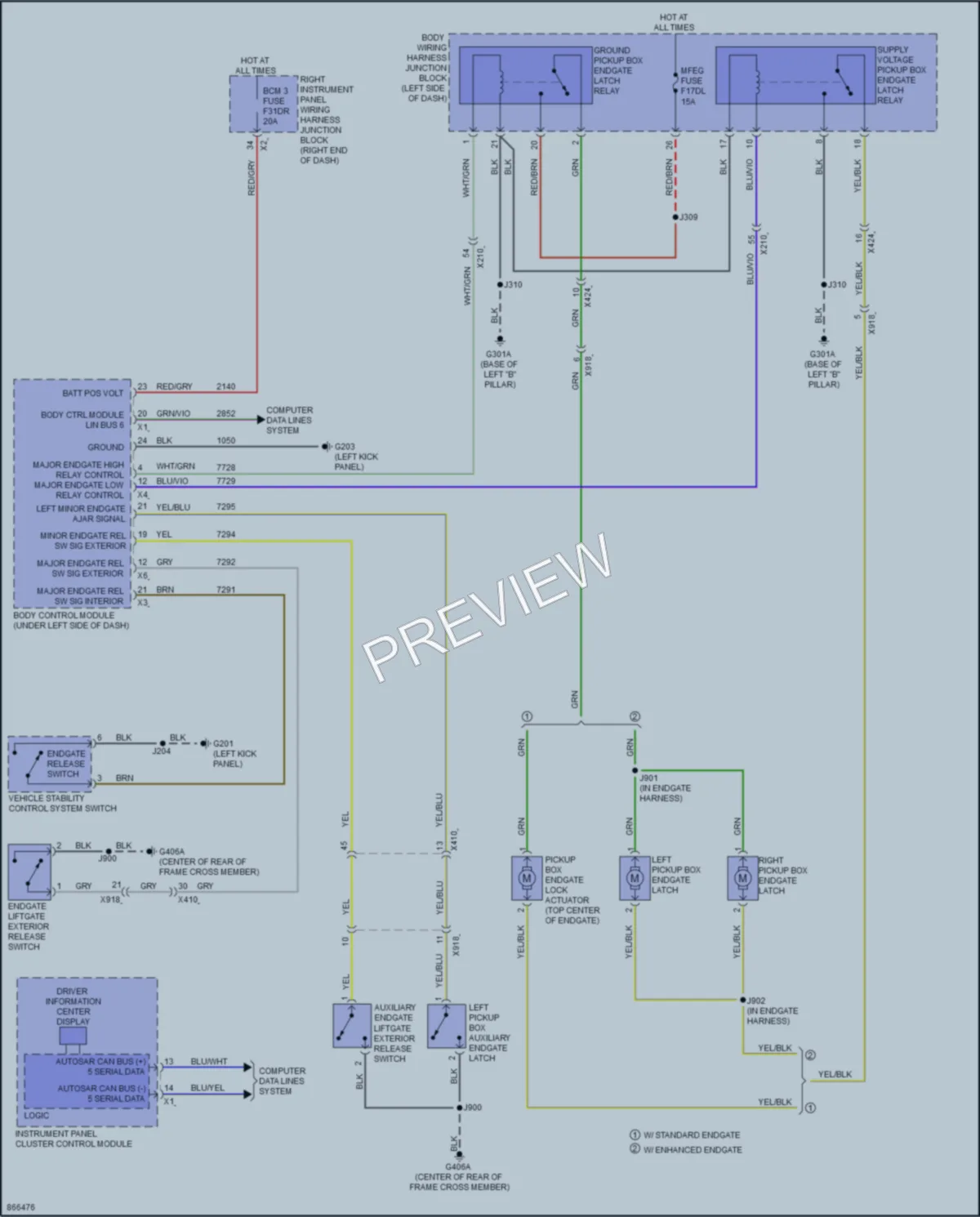 2024 GMC 2500HDSierra Trunk Tailgate Fuel Door wiring diagram preview