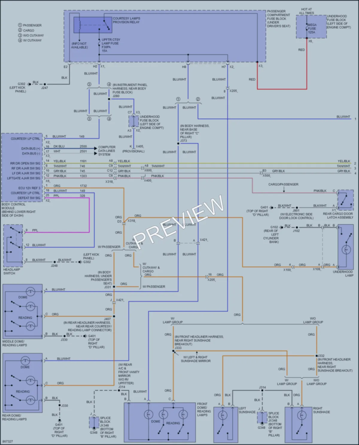 2024 GMC 2500Savana Interior Lights wiring diagram preview