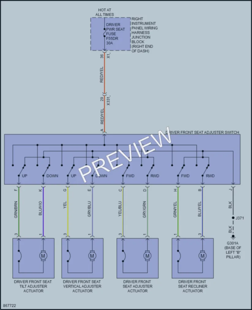 2024 GMC 3500HDSierra Power Seats wiring diagram preview
