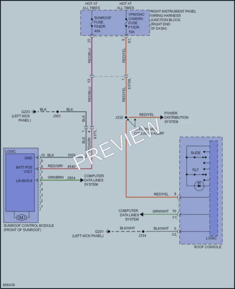 2024 GMC 3500HDSierra Power Top Sunroof wiring diagram preview