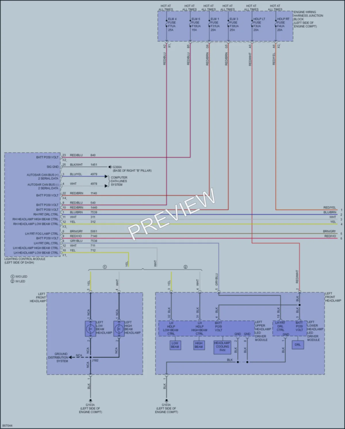 2024 GMC 3500HDSierraDenali Headlights wiring diagram preview