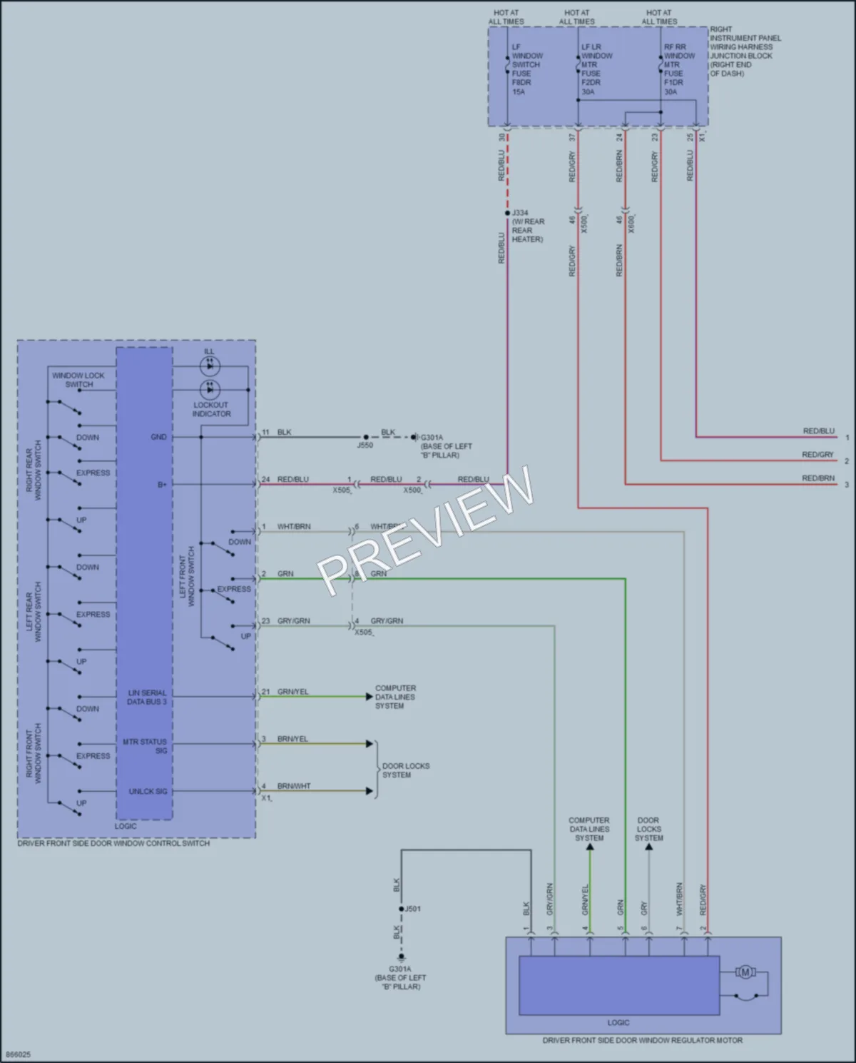 2024 GMC 3500HDSierraDenali Power Windows wiring diagram preview