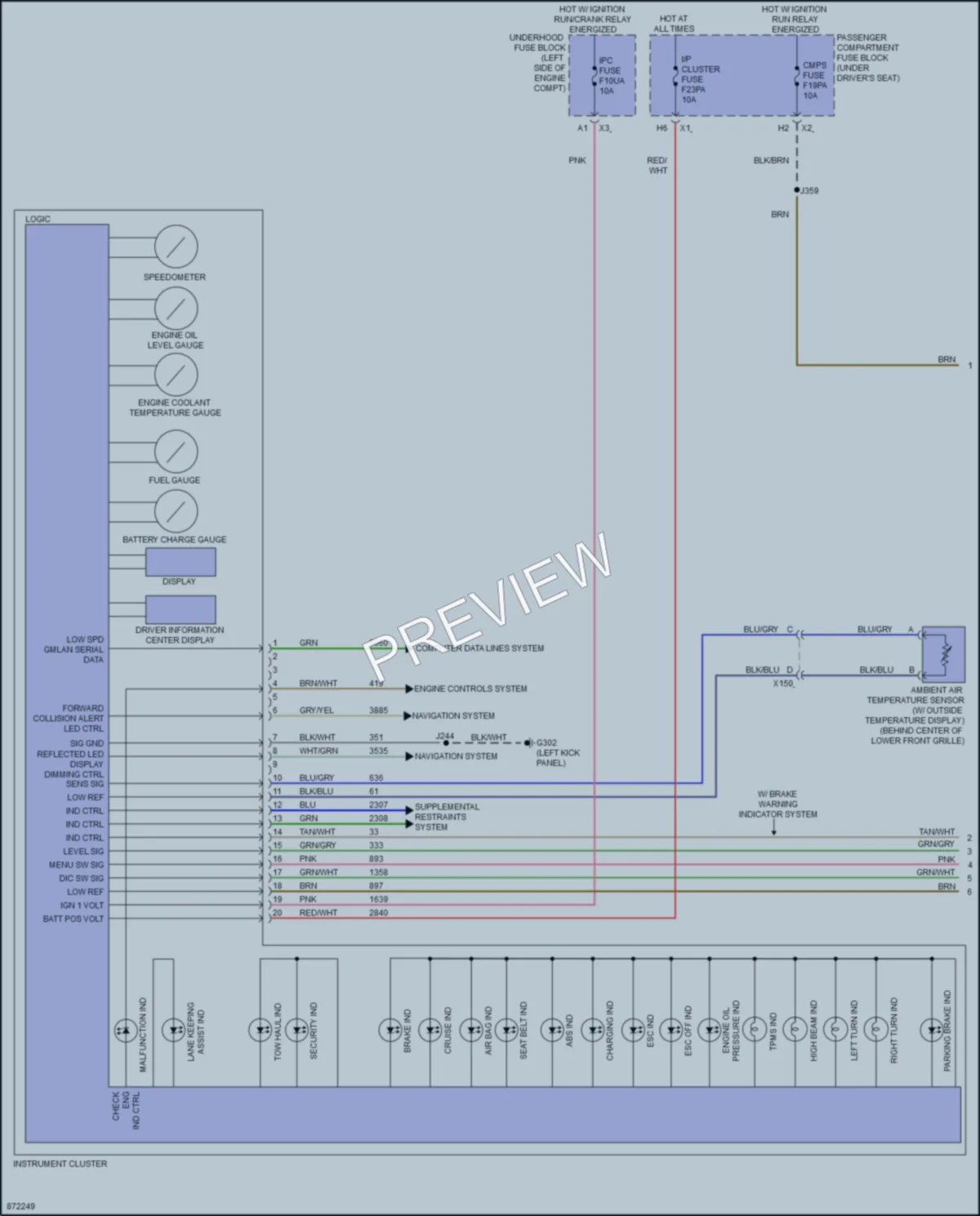 2024 GMC 3500Savana Instrument Cluster wiring diagram preview