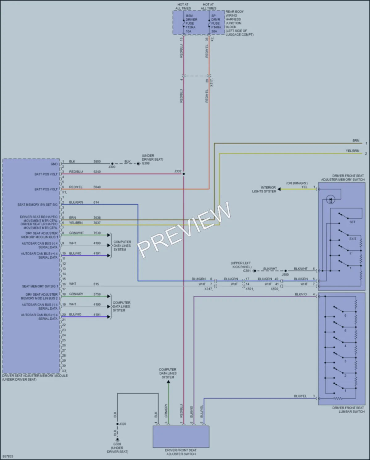 2024 GMC Acadia Memory Systems wiring diagram preview