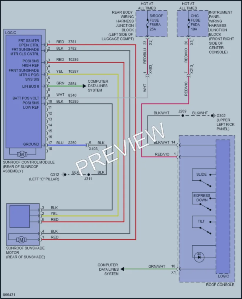 2024 GMC Acadia Power Top Sunroof wiring diagram preview