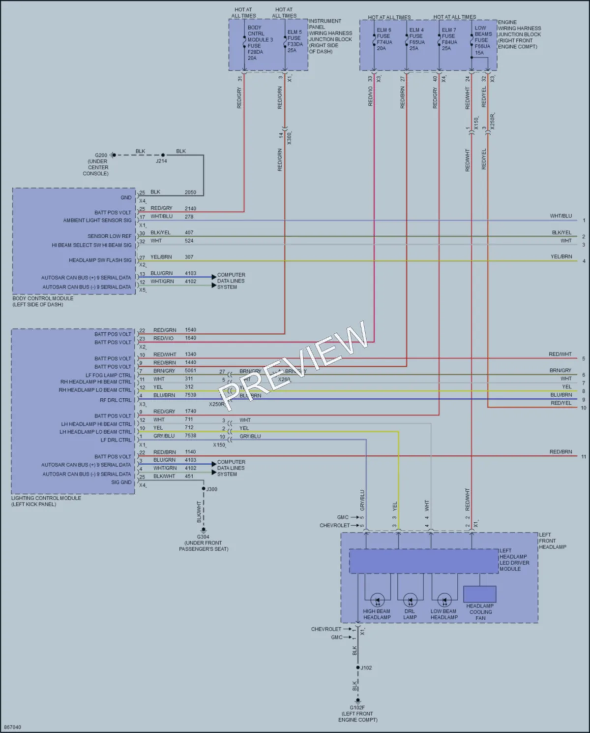 2024 GMC Canyon Headlights wiring diagram preview