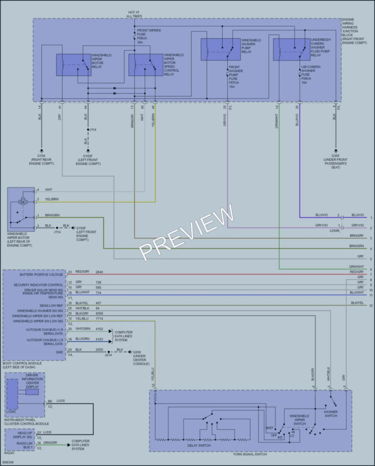 2024 GMC Canyon Wiper Washer wiring diagram preview