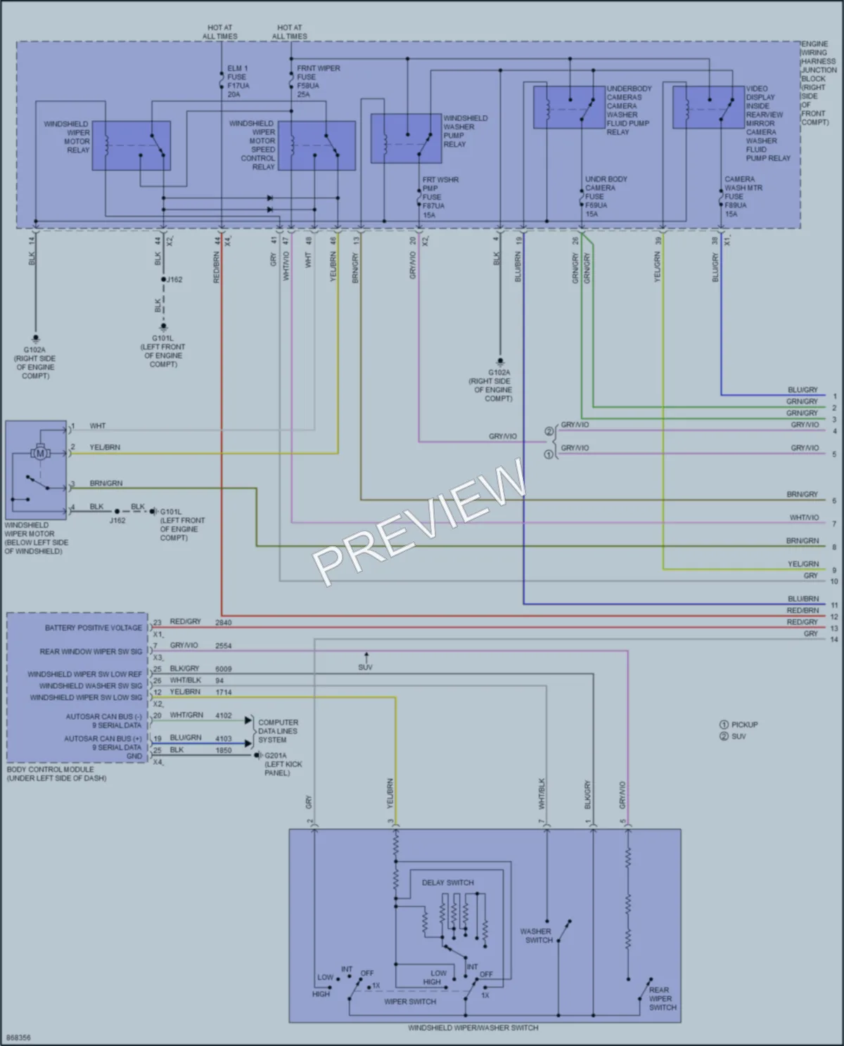 2024 GMC HummerEVSUV Wiper Washer wiring diagram preview