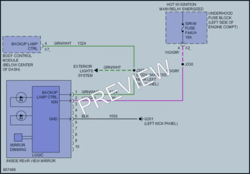 2024 GMC Terrain Power Mirrors wiring diagram preview