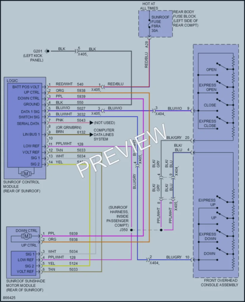 2024 GMC Terrain Power Top Sunroof wiring diagram preview