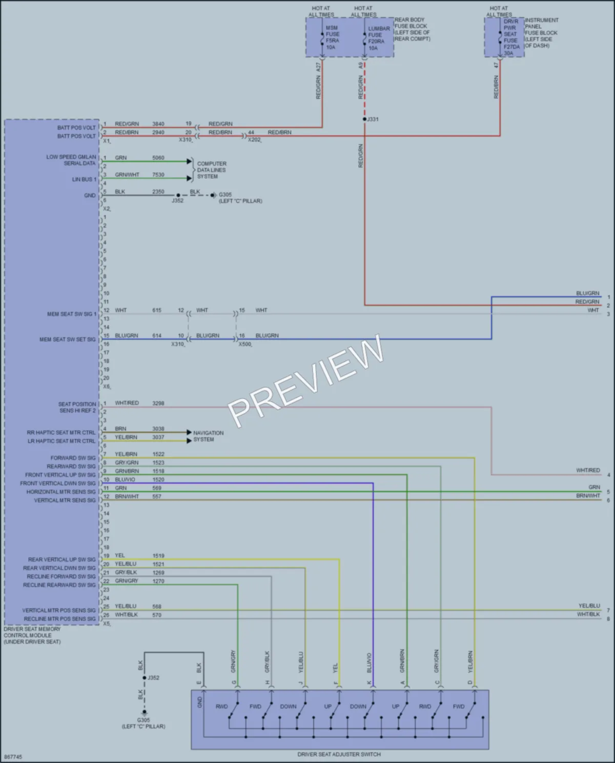 2024 GMC TerrainDenali Memory Systems wiring diagram preview
