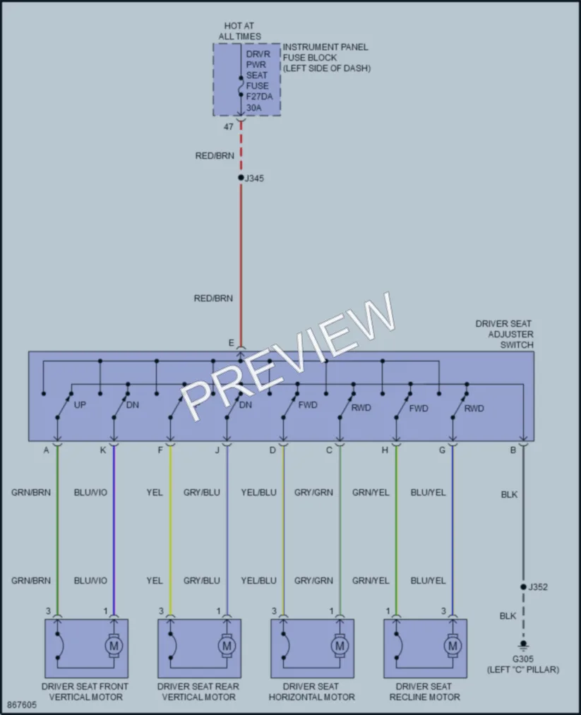 2024 GMC TerrainDenali Power Seats wiring diagram preview