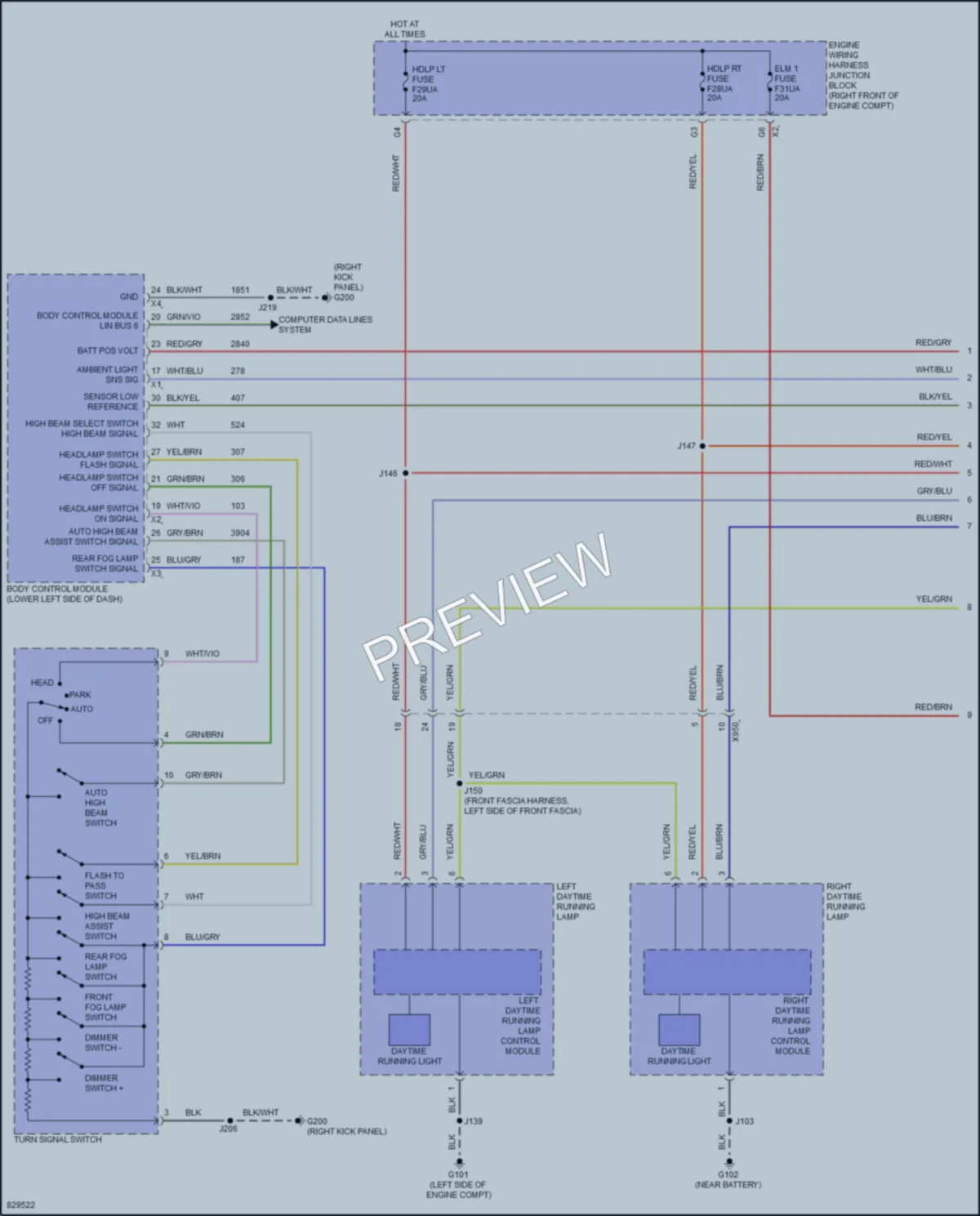2024 GMC YukonDenali Headlights wiring diagram preview