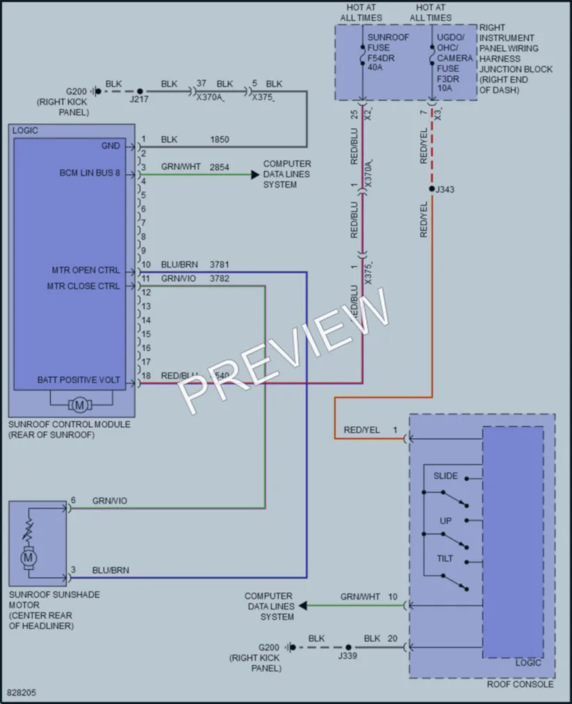 2024 GMC YukonXL Power Top Sunroof wiring diagram preview