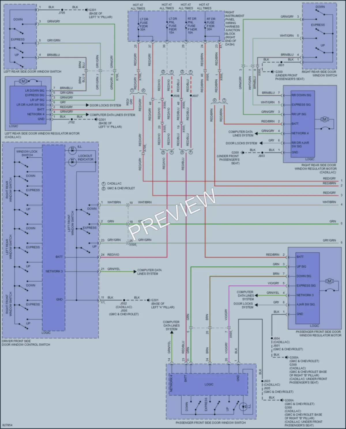 2024 GMC YukonXL Power Windows wiring diagram preview