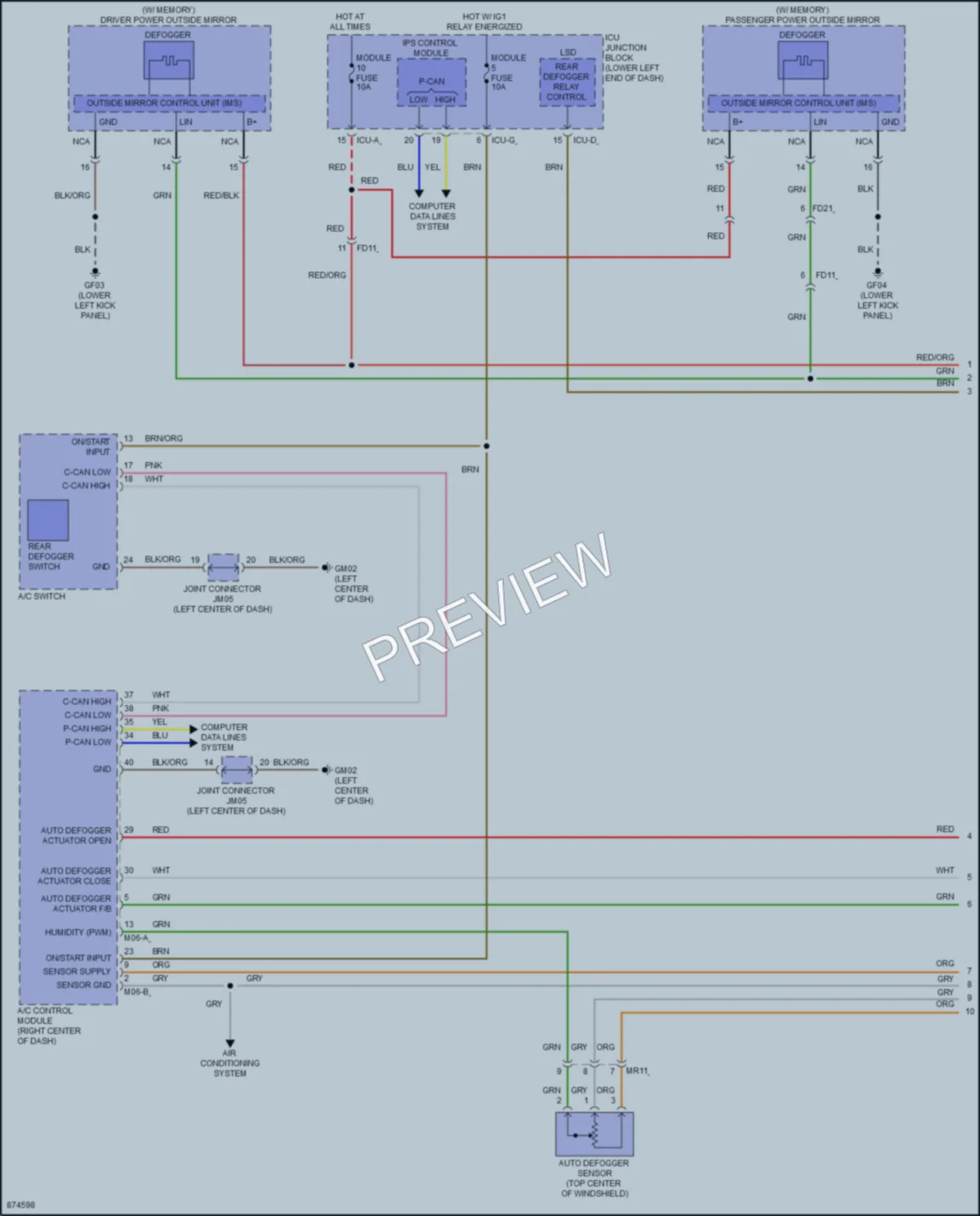 2024 Genesis G70 Defoggers wiring diagram preview