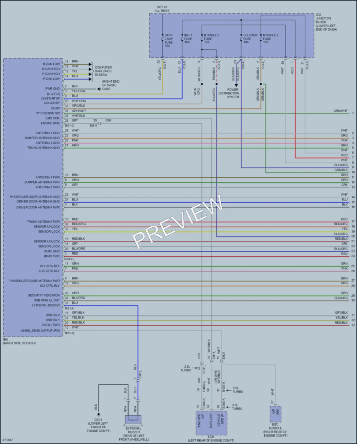 2024 Genesis G70 Power Door Locks wiring diagram preview