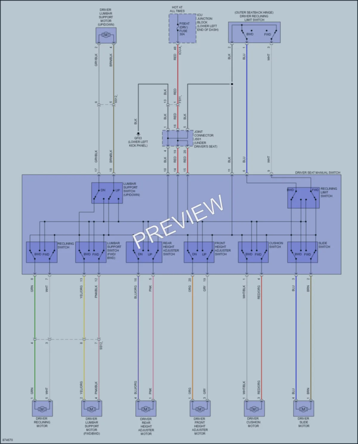 2024 Genesis G70 Power Seats wiring diagram preview