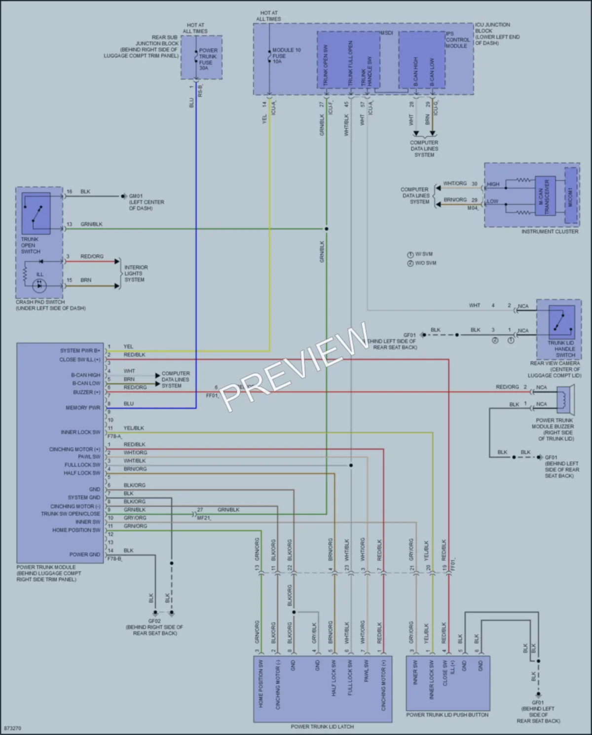2024 Genesis G70 Trunk Tailgate Fuel Door wiring diagram preview