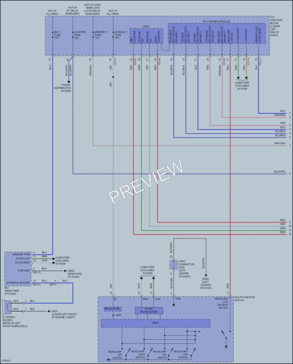 2024 Genesis G70 Warning Systems wiring diagram preview