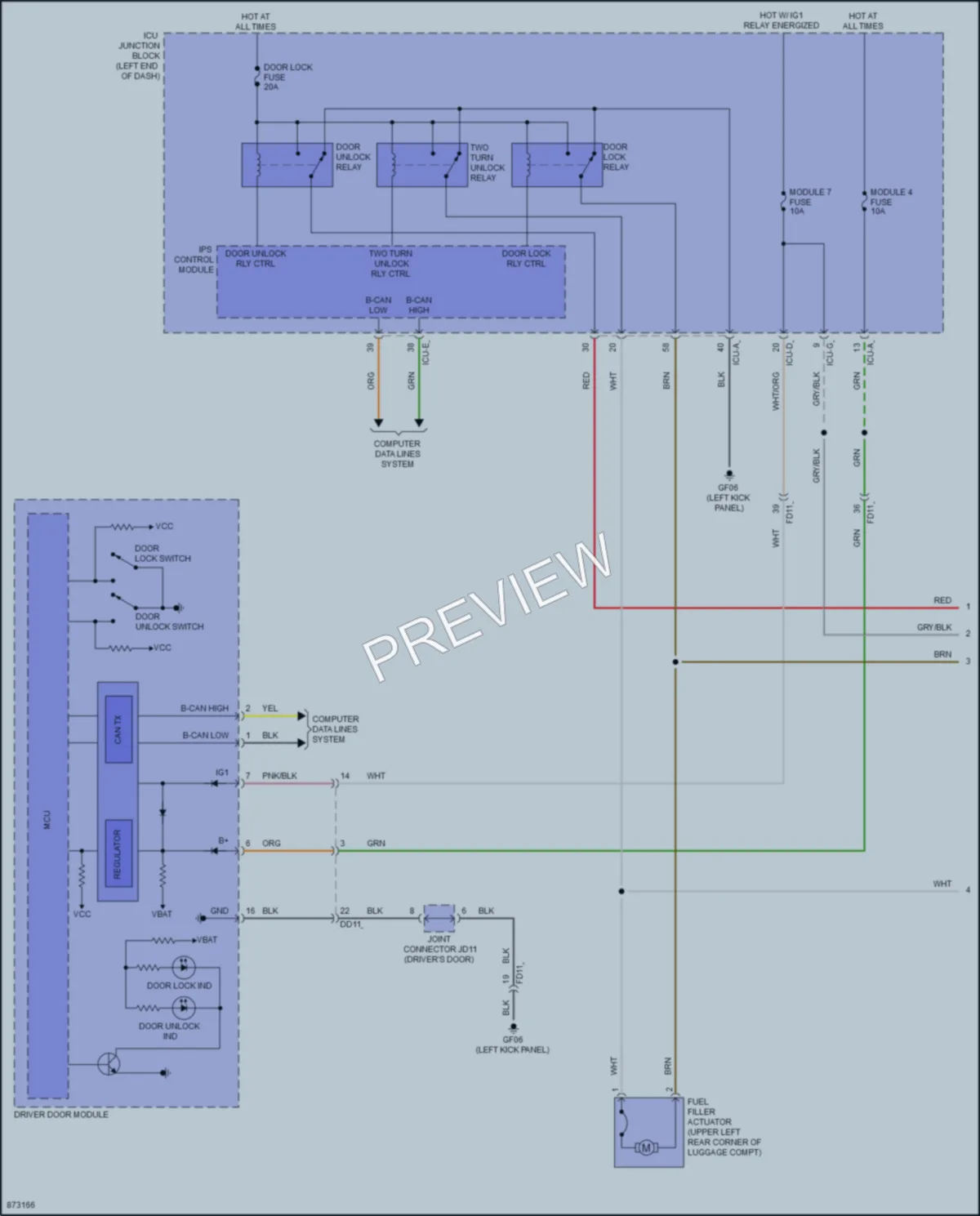 2024 Genesis GV80 Power Door Locks wiring diagram preview