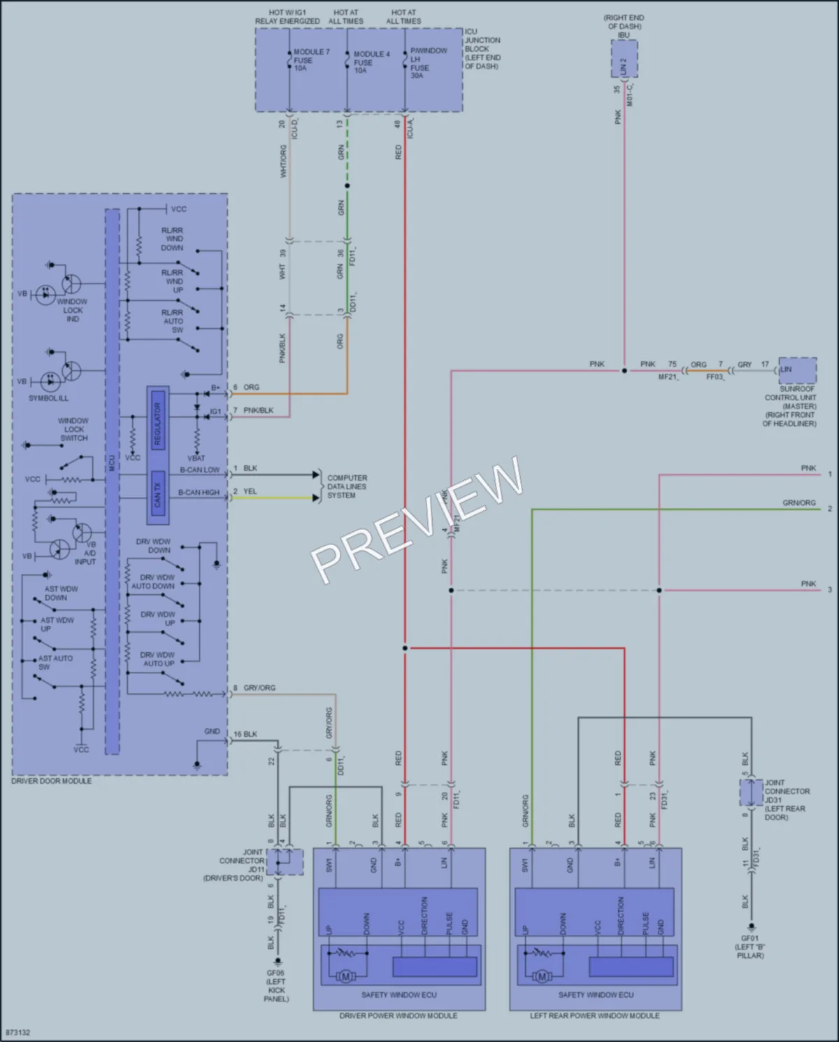 2024 Genesis GV80 Power Windows wiring diagram preview
