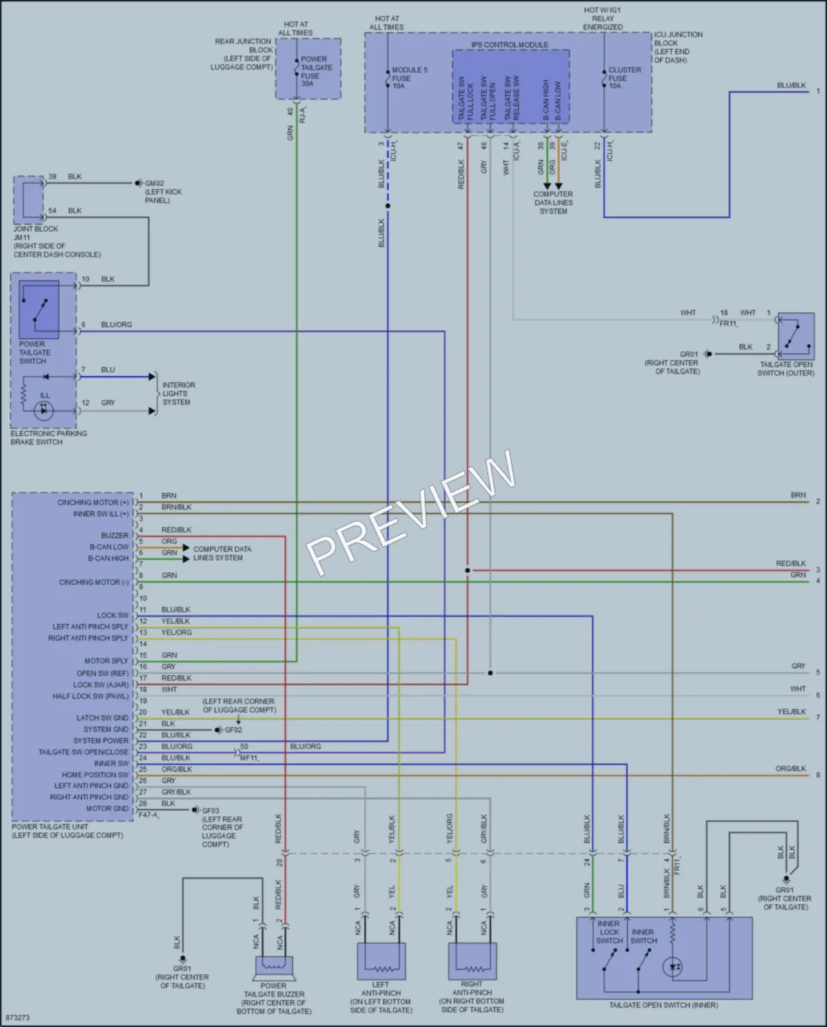 2024 Genesis GV80 Trunk Tailgate Fuel Door wiring diagram preview
