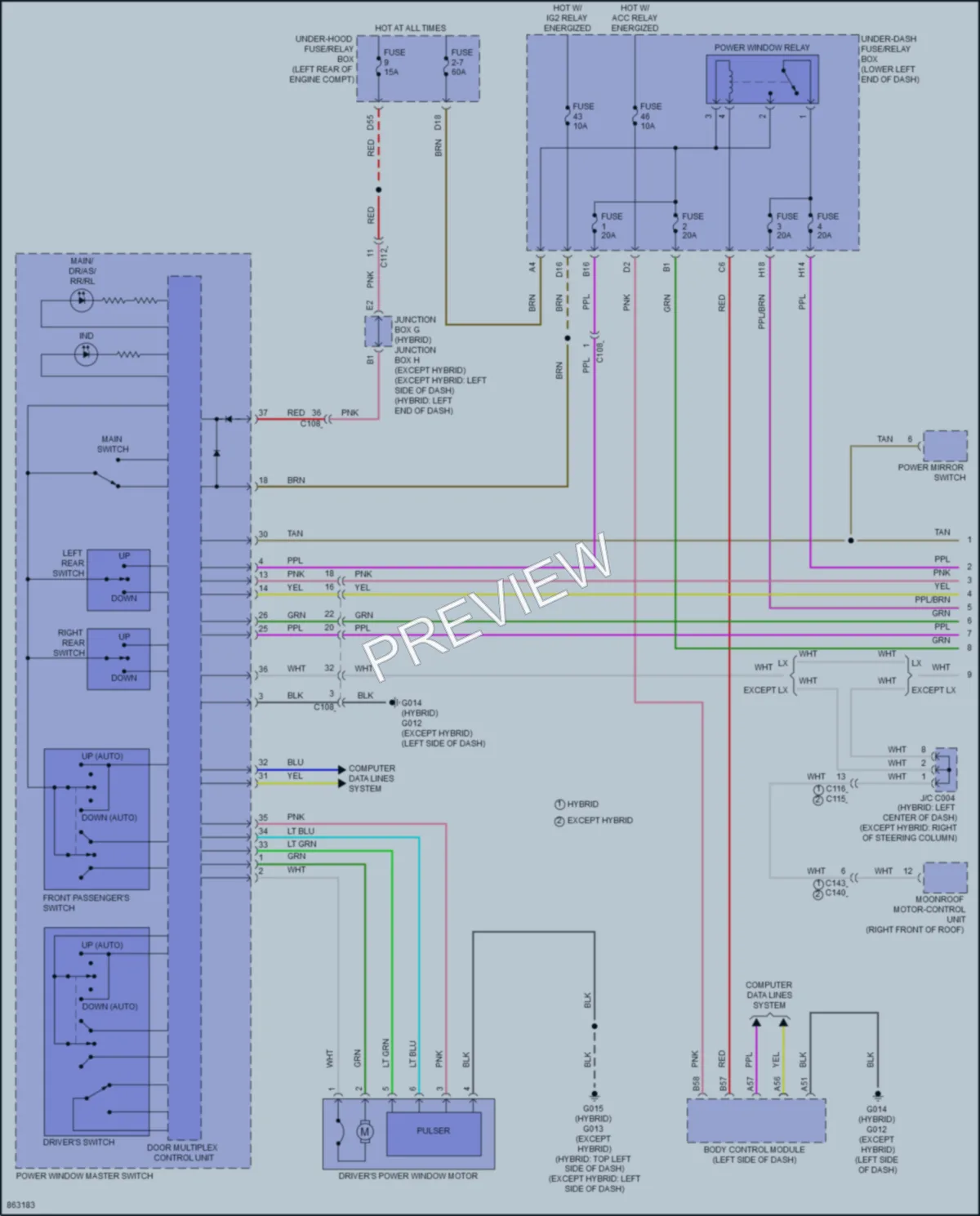 2024 Honda Accord Power Windows wiring diagram preview