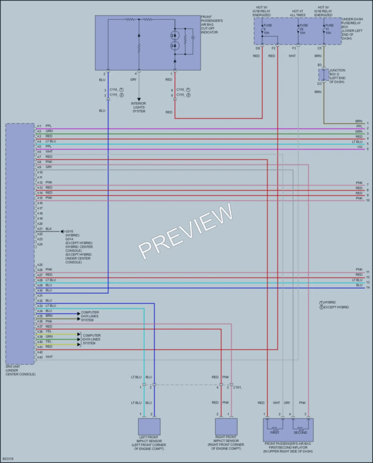 2024 Honda Accord Supplemental Restraints wiring diagram preview