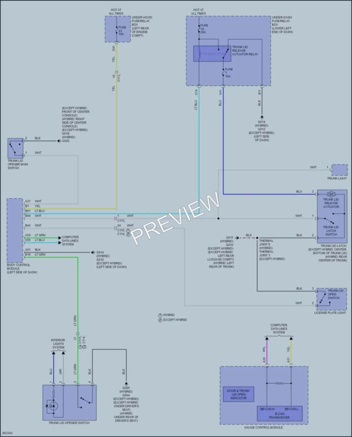 2024 Honda AccordHybrid Trunk Tailgate Fuel Door wiring diagram preview