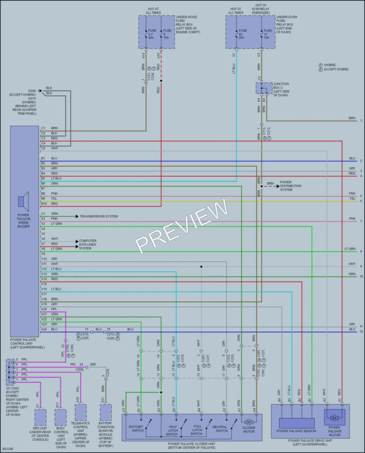 2024 Honda CRV Trunk Tailgate Fuel Door wiring diagram preview