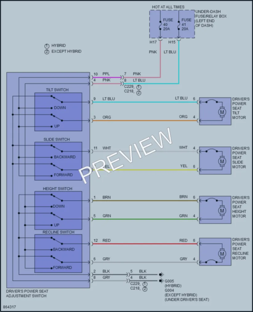 2024 Honda CRVHybrid Power Seats wiring diagram preview