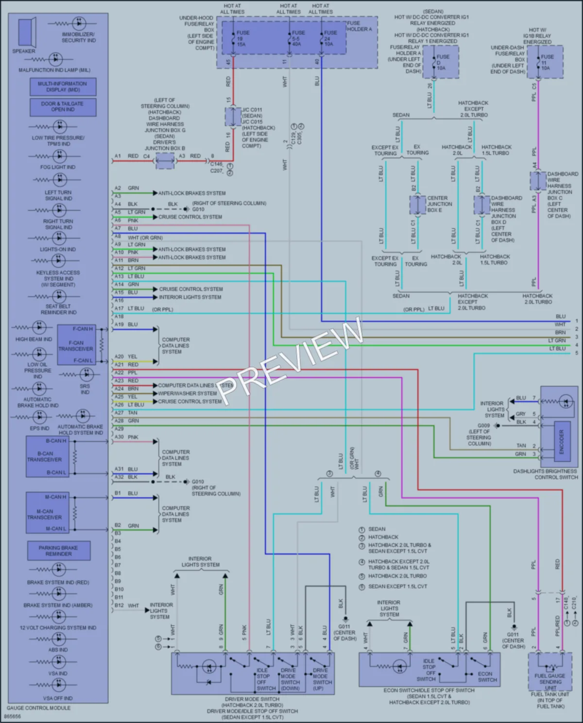 2024 Honda Civic Instrument Cluster wiring diagram preview