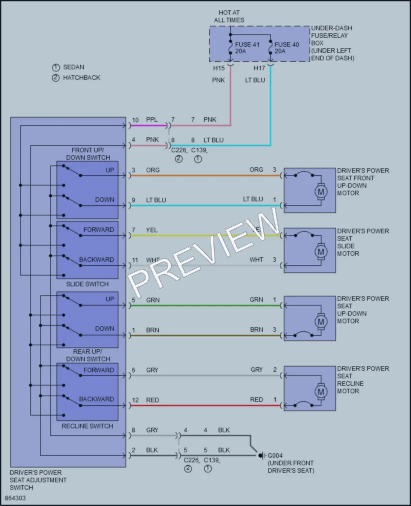 2024 Honda Civic Power Seats wiring diagram preview