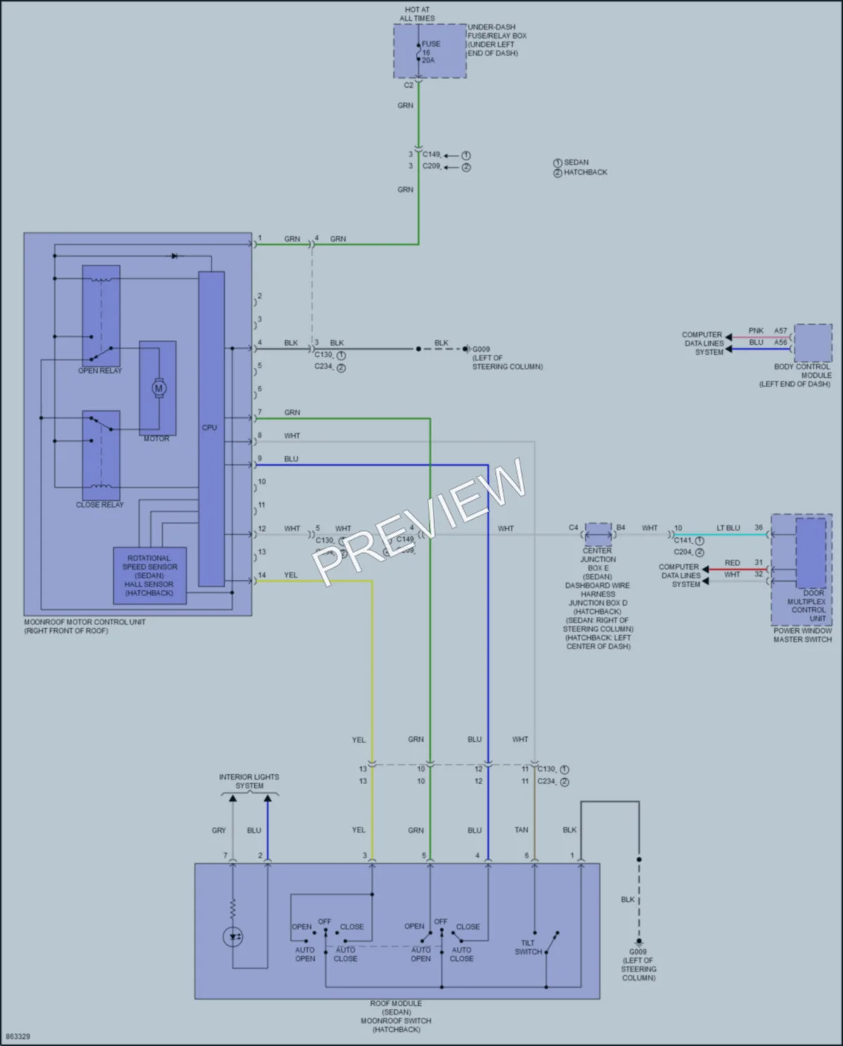 2024 Honda Civic Power Top Sunroof wiring diagram preview