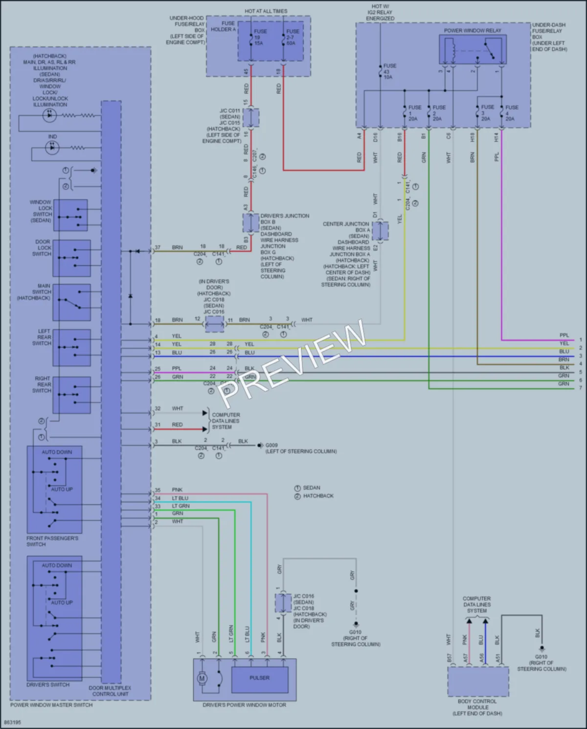 2024 Honda Civic Power Windows wiring diagram preview