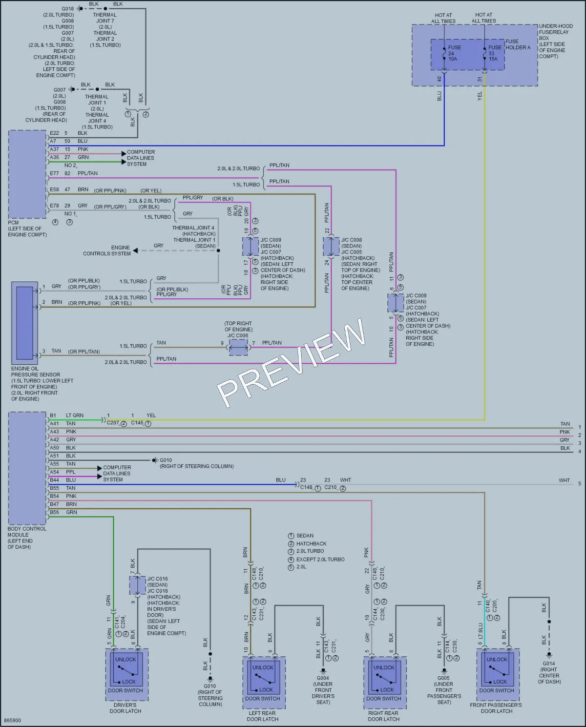 2024 Honda Civic Warning Systems wiring diagram preview