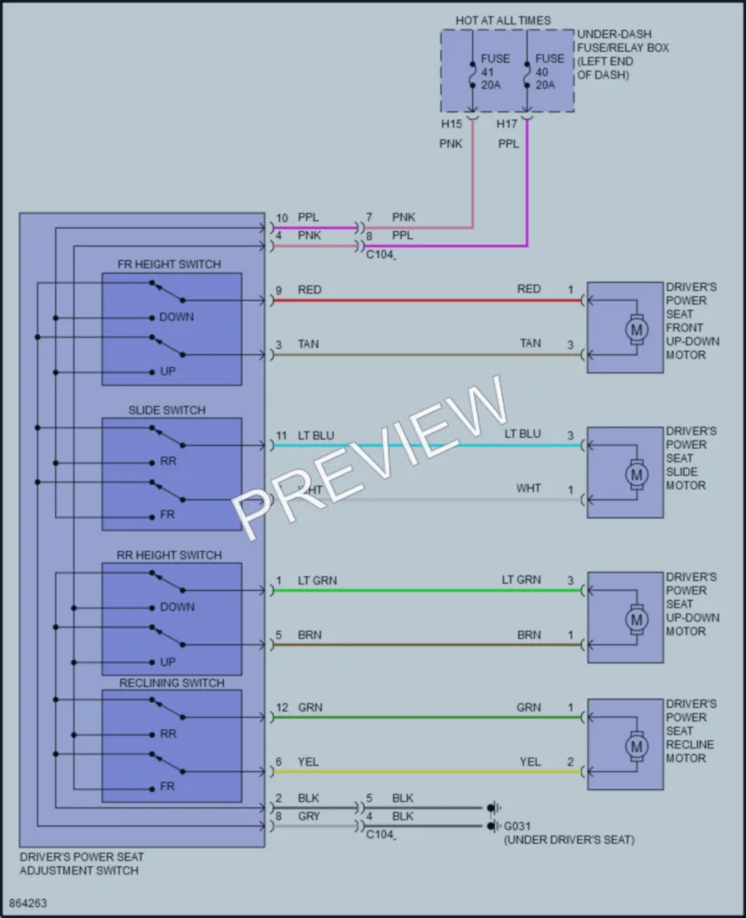 2024 Honda HRV Power Seats wiring diagram preview