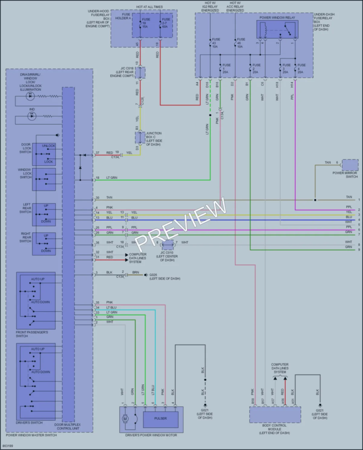 2024 Honda HRV Power Windows wiring diagram preview
