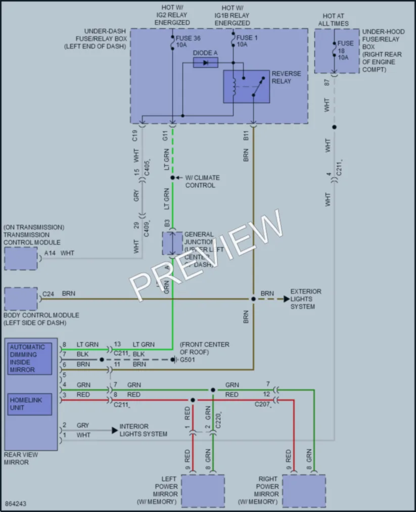 2024 Honda Odyssey Power Mirrors wiring diagram preview