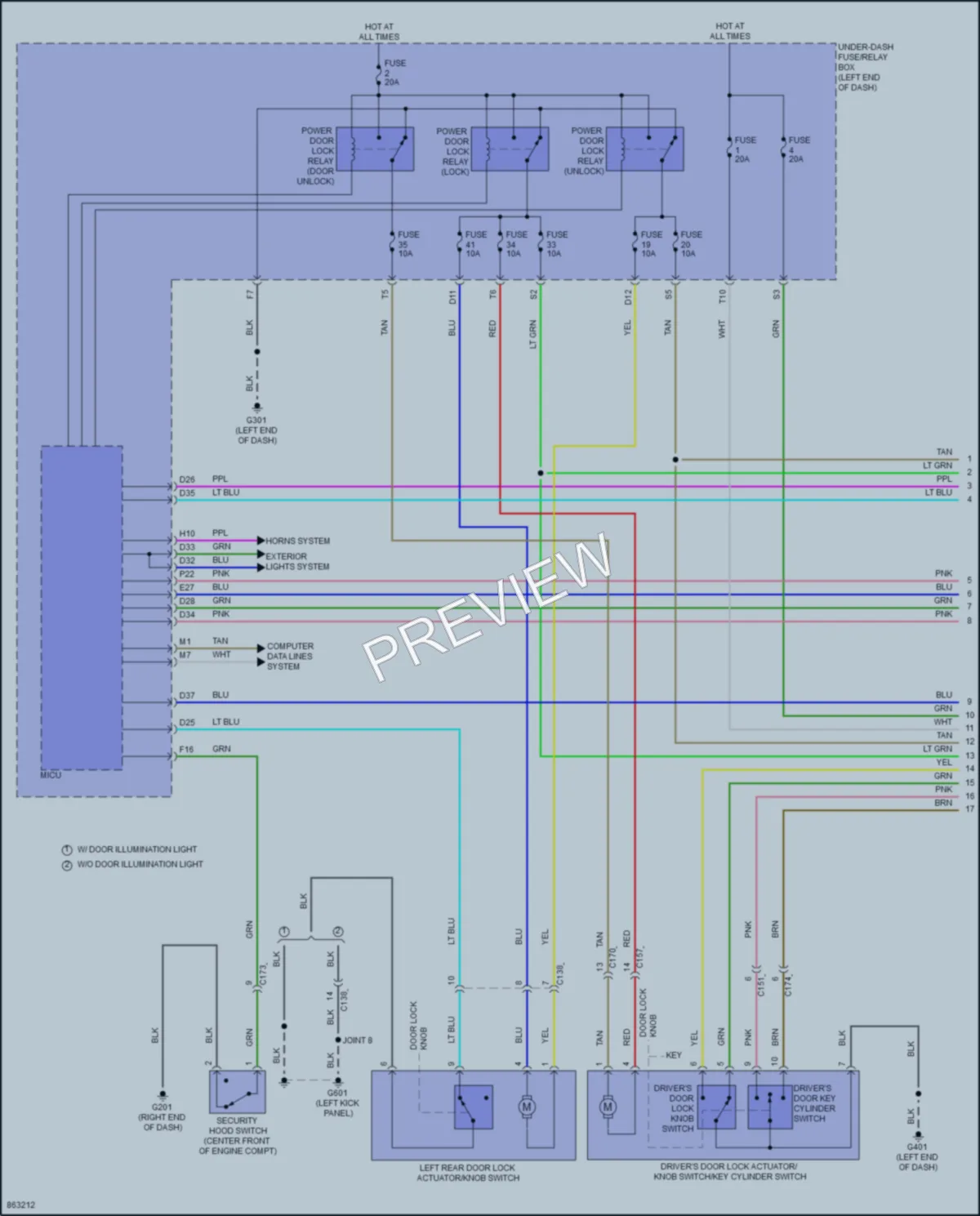 2024 Honda Passport Power Door Locks wiring diagram preview