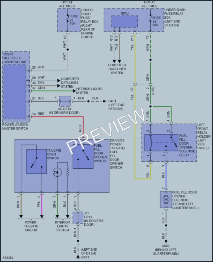 2024 Honda Passport Trunk Tailgate Fuel Door wiring diagram preview