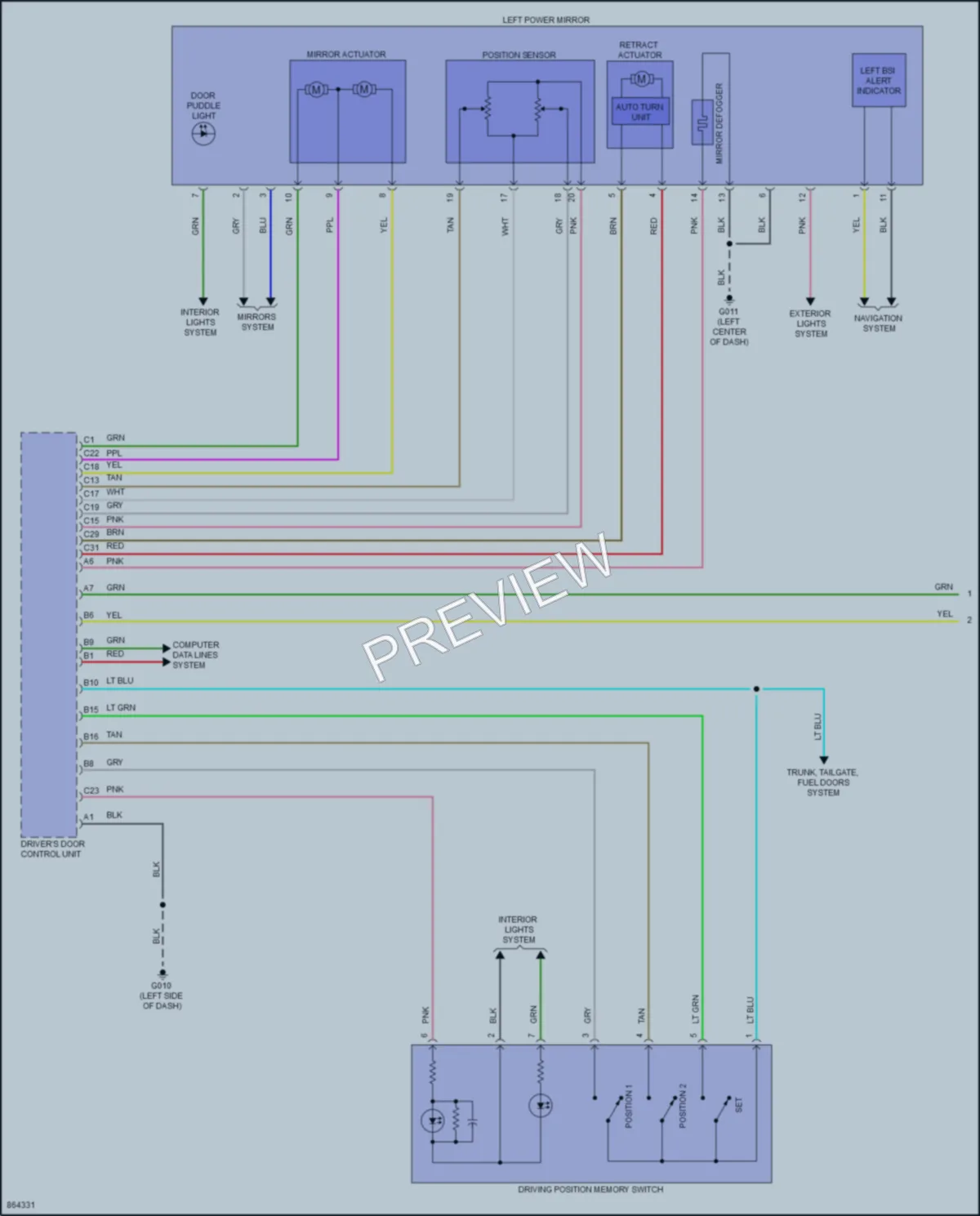2024 Honda Pilot Memory Systems wiring diagram preview