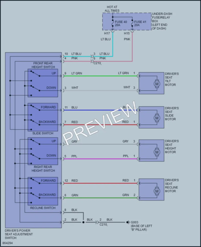2024 Honda Pilot Power Seats wiring diagram preview