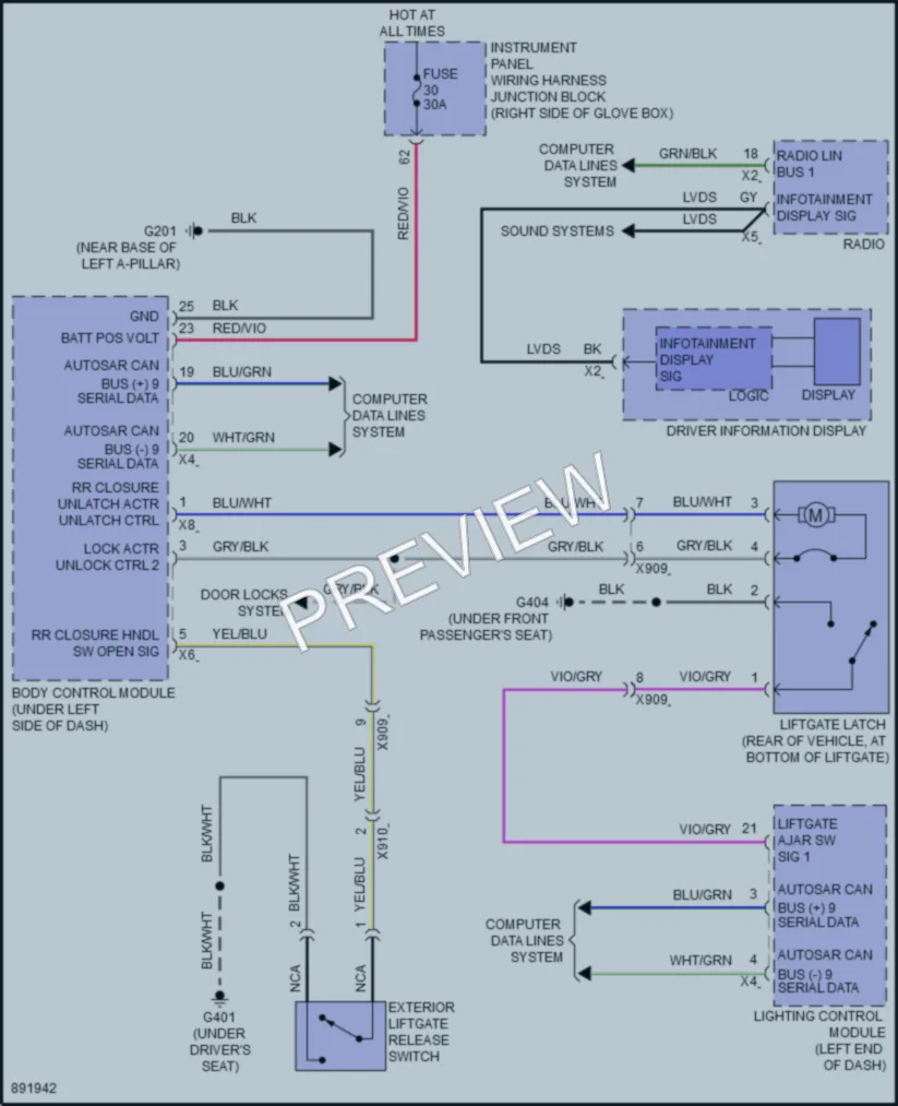 2024 Honda Prologue Trunk Tailgate Fuel Door wiring diagram preview