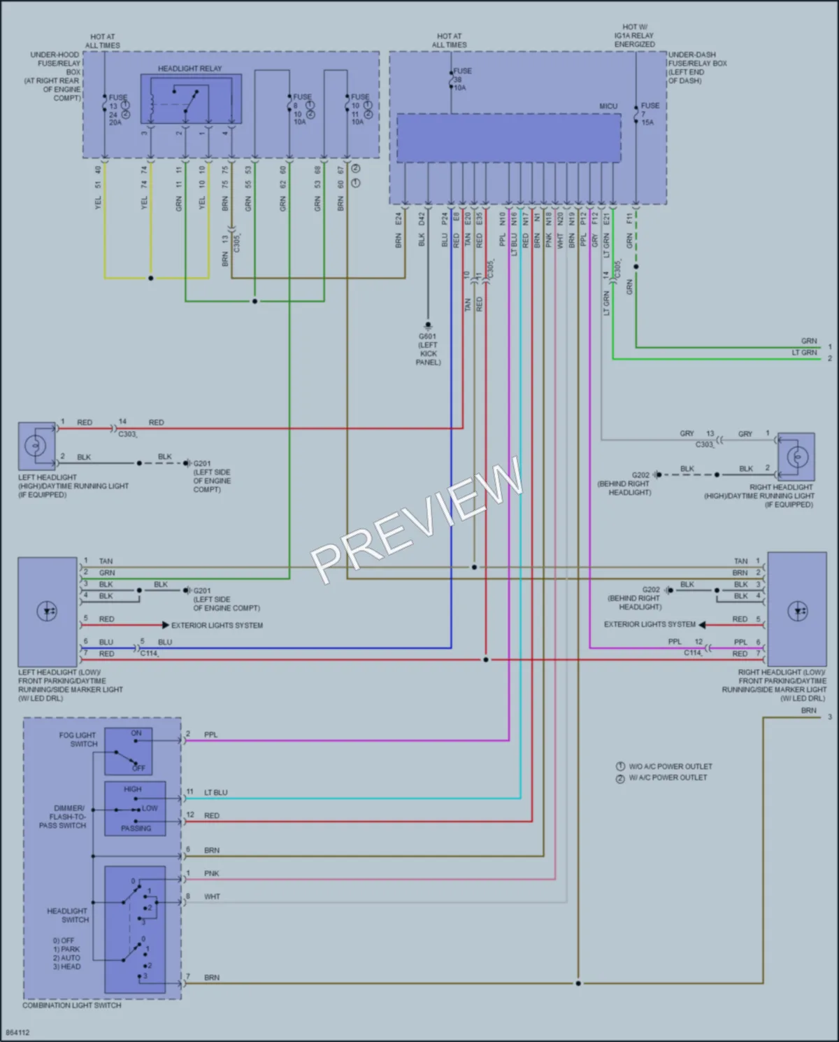 2024 Honda Ridgeline Headlights wiring diagram preview