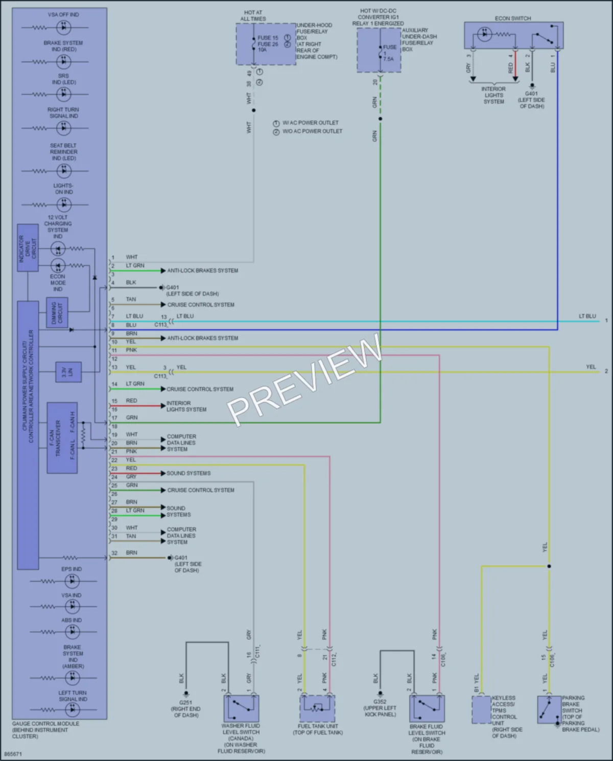 2024 Honda Ridgeline Instrument Cluster wiring diagram preview