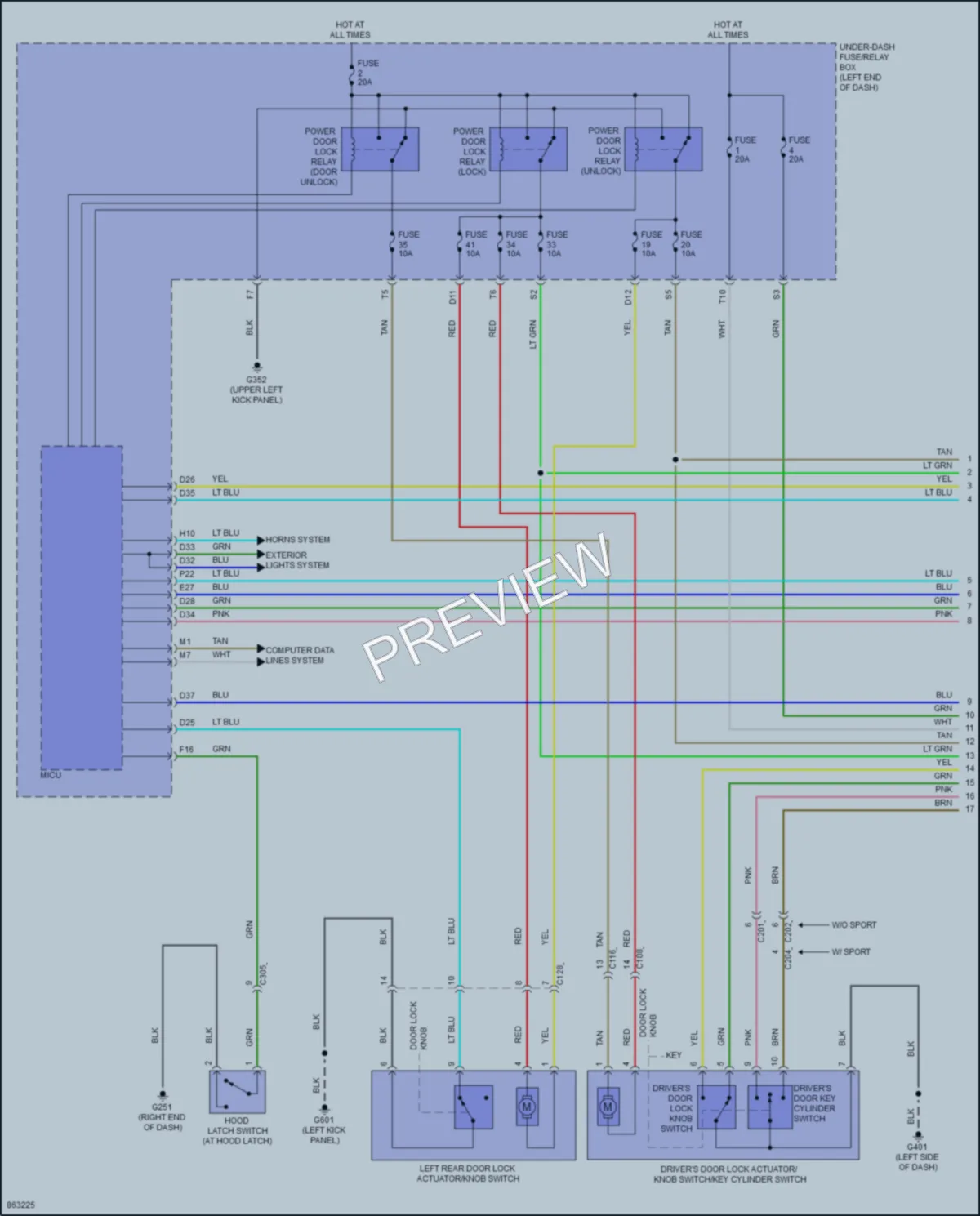 2024 Honda Ridgeline Power Door Locks wiring diagram preview